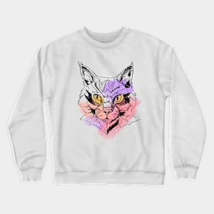 Magic Cat in black sketch graphics and watercolor Crewneck Sweatshirt